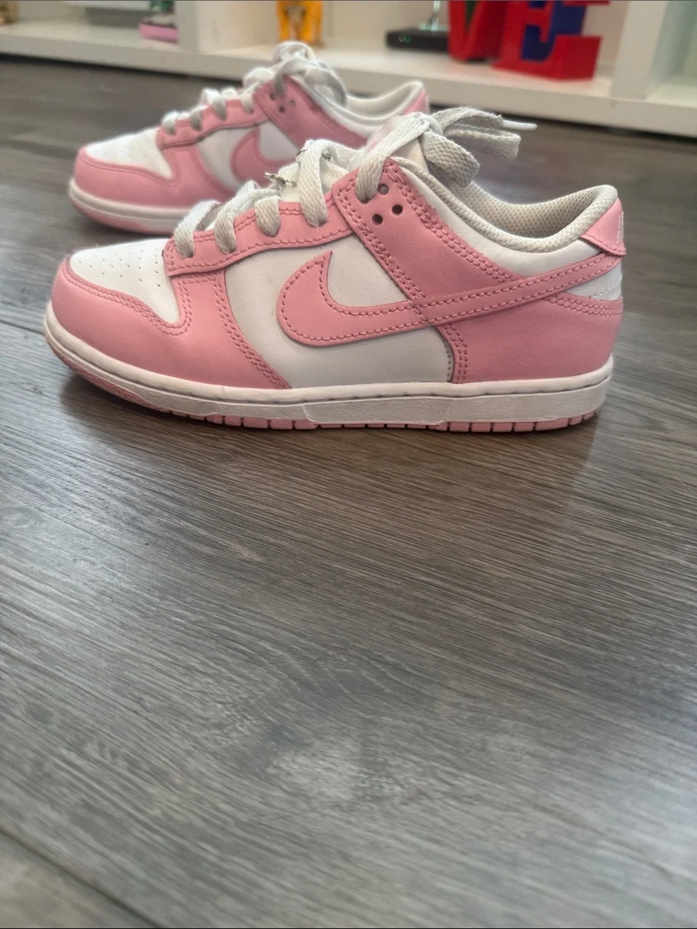 Nike Kids Pink and White Low-Top Sneakers